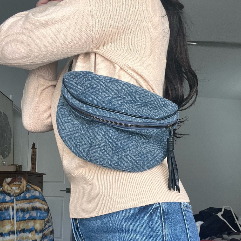 Denim textured bum bag or cross body